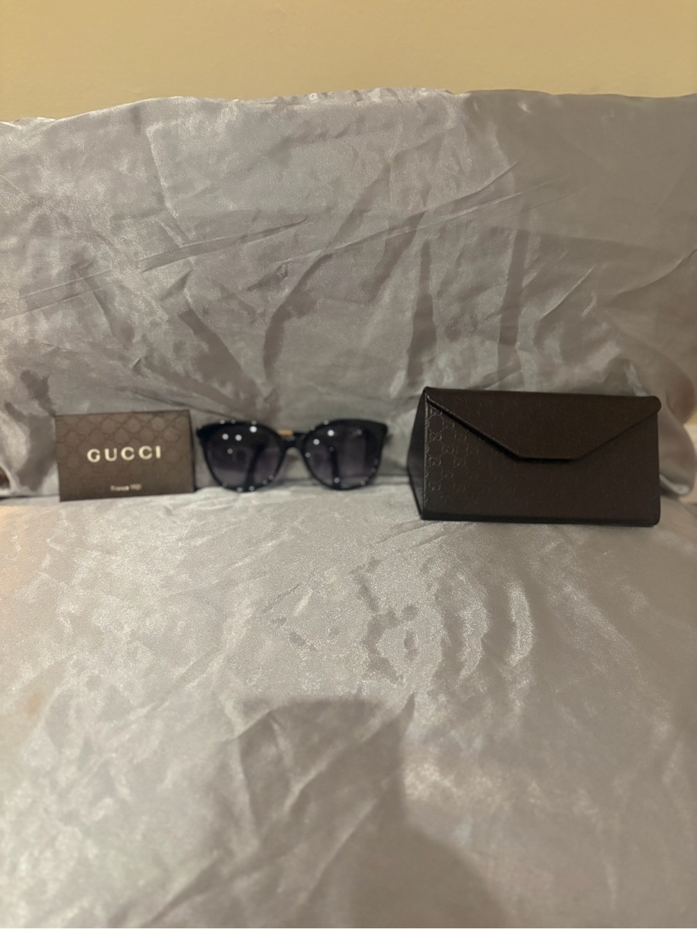 Gucci Black Women's Cat-Eye Sunglasses with Stud Accents